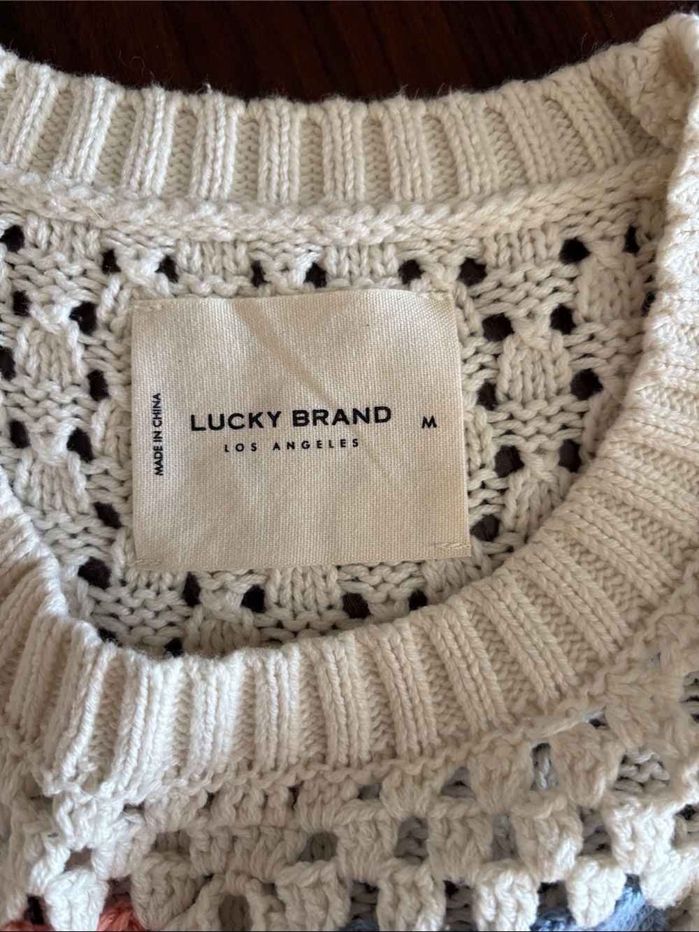 Lucky Brand Cream Crochet Granny-Square Pullover Vest - Picture 2 of 4
